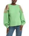 Oscar De La Renta Ladies Woven Blouse In Green