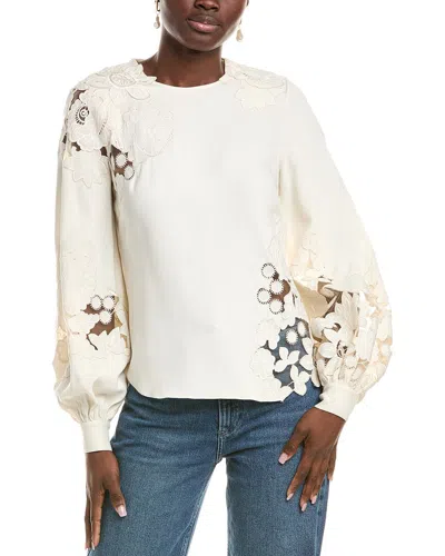Oscar De La Renta Silk-blend Blouse In Neutral
