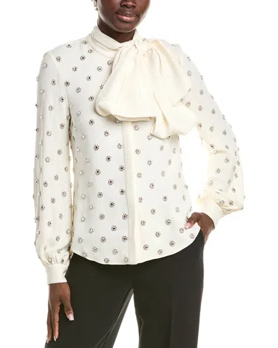 Oscar De La Renta Silk-blend Blouse In White