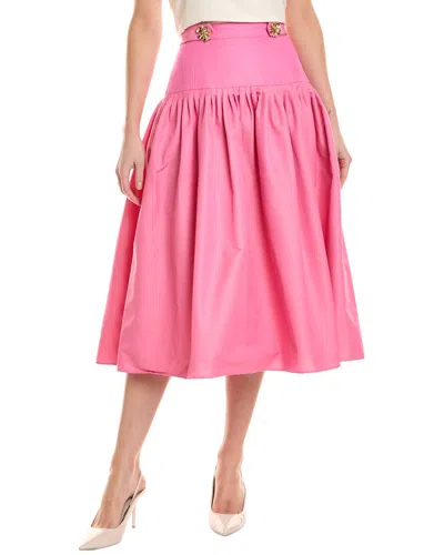 Oscar De La Renta Silk-blend Full Skirt In Pink