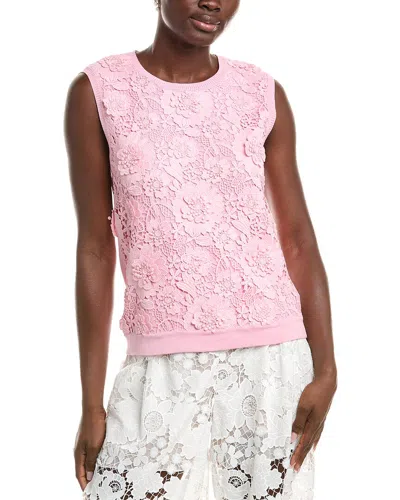 Oscar De La Renta Silk-blend Tank In Pink
