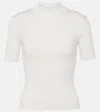 Oscar De La Renta Silk-blend Turtleneck Top In White