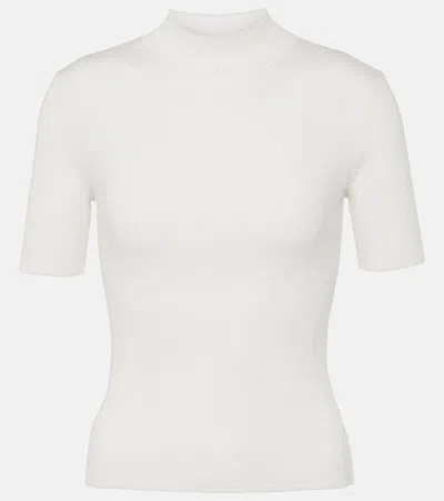Oscar De La Renta Silk-blend Turtleneck Top In White