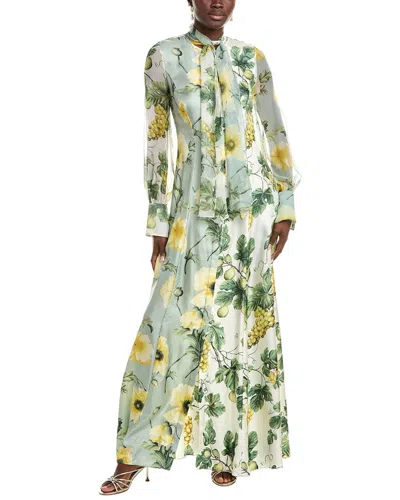 Oscar De La Renta Silk Caftan In Green