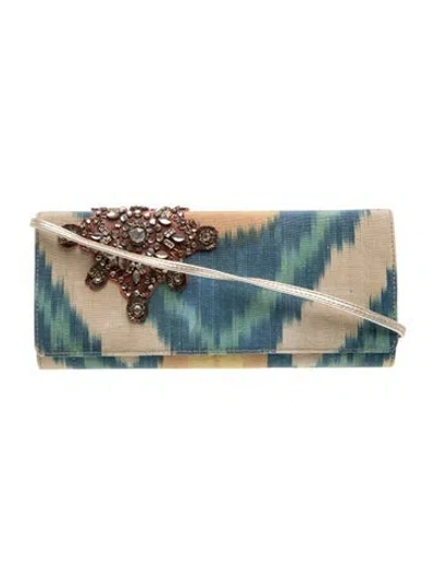 Pre-owned Oscar De La Renta Silk Clutch In Blue