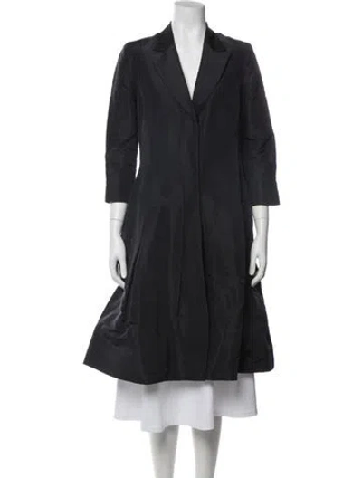 Pre-owned Oscar De La Renta Silk Coat In Blue