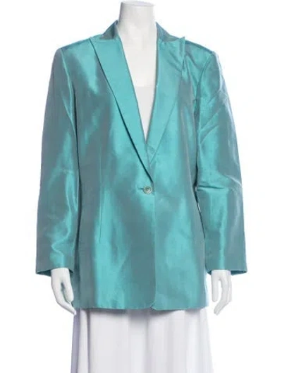 Pre-owned Oscar De La Renta Silk Coat In Blue