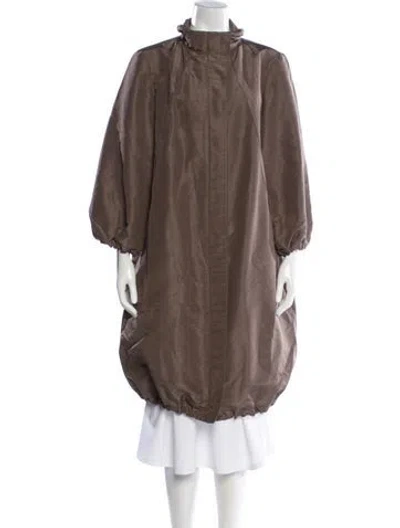 Pre-owned Oscar De La Renta Silk Coat In Brown