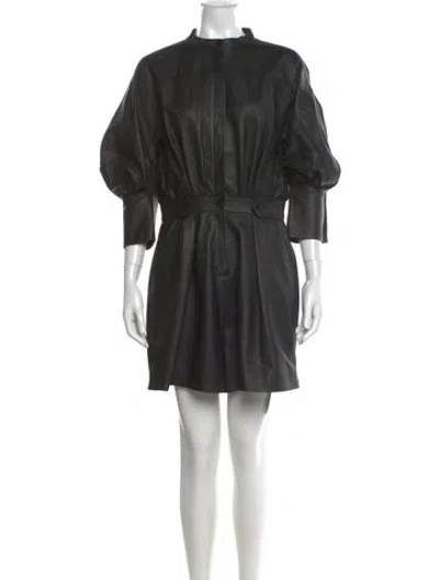 Pre-owned Oscar De La Renta Silk Crew Neck Romper In Gray