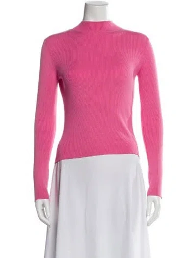 Pre-owned Oscar De La Renta Silk Crew Neck Sweater In Pink
