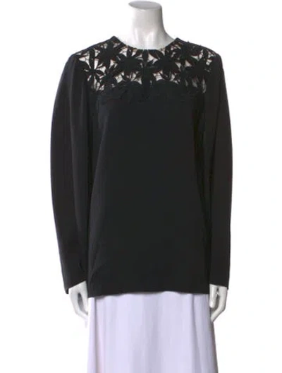 Pre-owned Oscar De La Renta Silk Crew Neck Sweatshirt In Black