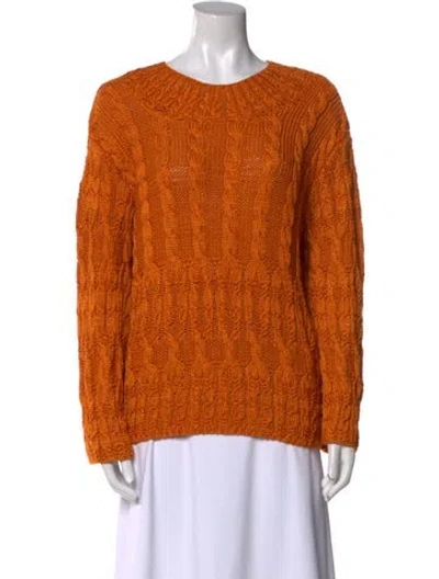 Pre-owned Oscar De La Renta Silk Crew Neck Sweatshirt In Orange