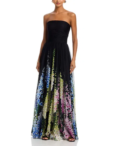 Oscar De La Renta Silk Degrade Foxglove Chiffon Gown In Black