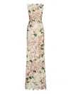 Oscar De La Renta Sleeveless Cherry Blossom Guipure Gown In Neutral