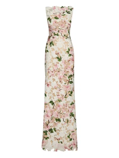 Oscar De La Renta Silk Dress In Neutral