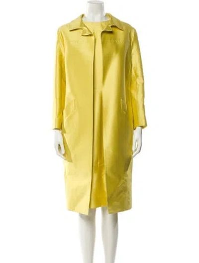 Pre-owned Oscar De La Renta Silk Dress Set In Yellow