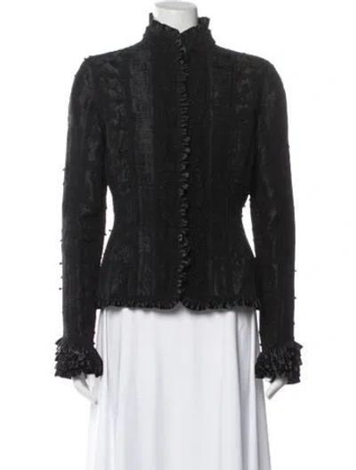Pre-owned Oscar De La Renta Silk Evening Jacket In Black