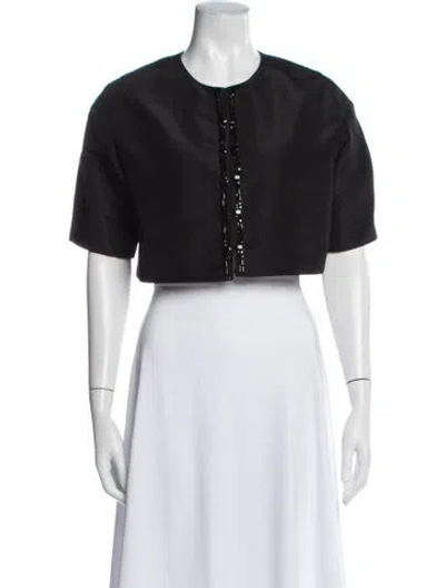 Pre-owned Oscar De La Renta Silk Evening Jacket In Black