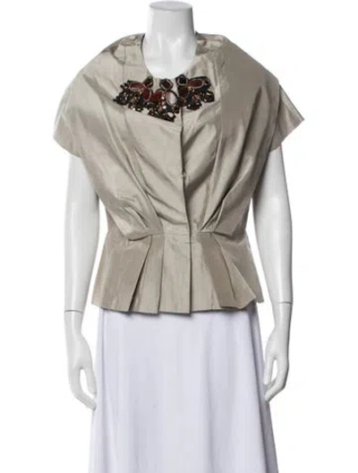 Pre-owned Oscar De La Renta Silk Evening Jacket In Neutral