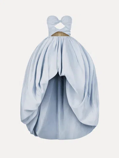 Oscar De La Renta Silk Faille High-low Gown In Blue