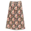 Oscar De La Renta Silk Floral Print Quilted Skirt In Multi