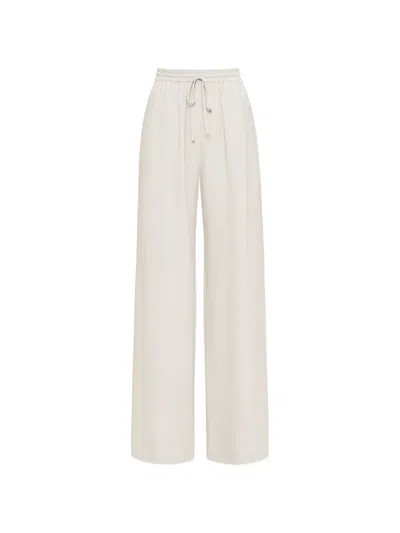 Oscar De La Renta Silk Georgette Drawstring Pant In White