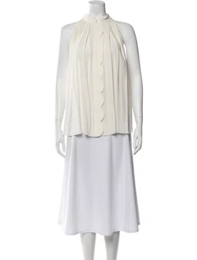 Pre-owned Oscar De La Renta Silk Halterneck Blouse In Neutral