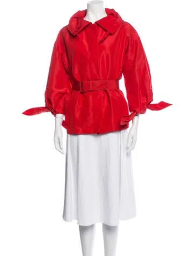 Pre-owned Oscar De La Renta Silk Jacket In Red