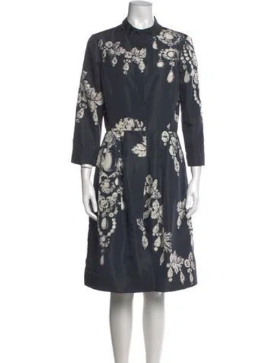 Pre-owned Oscar De La Renta Silk Knee-length Dress In Black