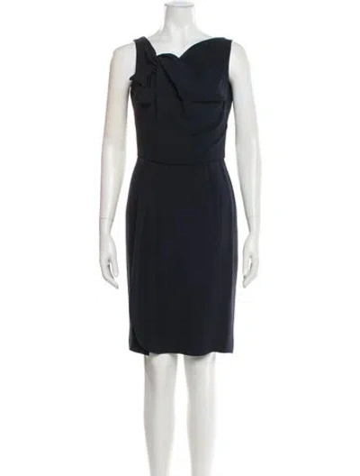 Pre-owned Oscar De La Renta Silk Knee-length Dress In Blue