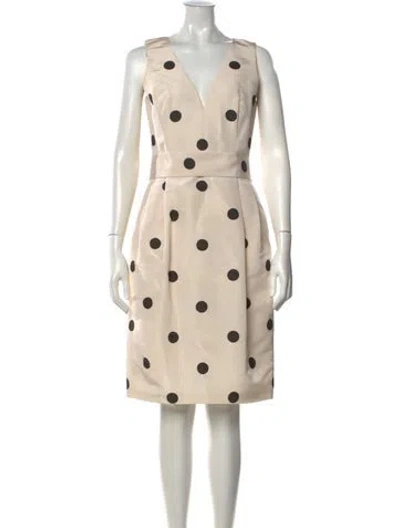 Pre-owned Oscar De La Renta Silk Knee-length Dress In Blue