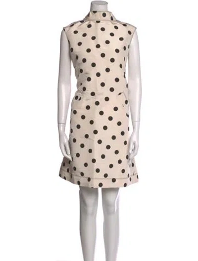 Pre-owned Oscar De La Renta Silk Knee-length Dress In Neutral