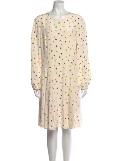 Pre-owned Oscar De La Renta Silk Knee-length Dress In Neutral