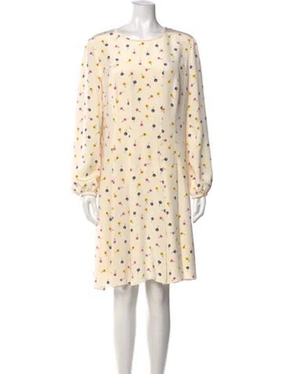 Pre-owned Oscar De La Renta Silk Knee-length Dress In Neutral