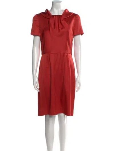 Pre-owned Oscar De La Renta Silk Knee-length Dress In Orange