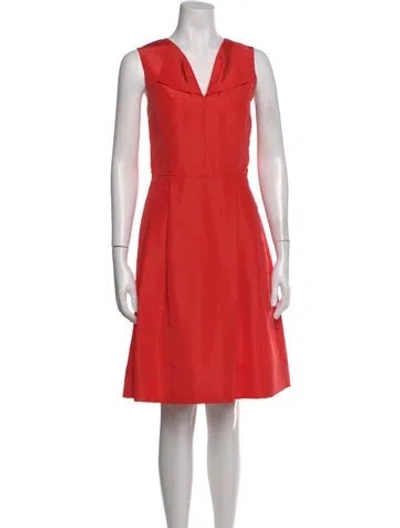 Pre-owned Oscar De La Renta Silk Knee-length Dress In Orange