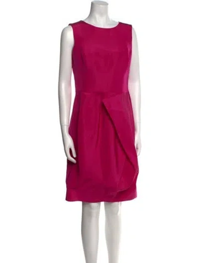 Pre-owned Oscar De La Renta Silk Knee-length Dress In Pink