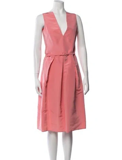 Pre-owned Oscar De La Renta Silk Knee-length Dress In Pink