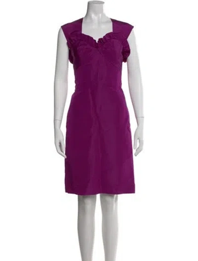 Pre-owned Oscar De La Renta Silk Knee-length Dress In Purple