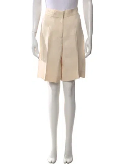 Pre-owned Oscar De La Renta Silk Knee-length Shorts In Neutral