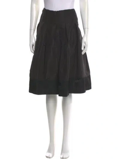 Pre-owned Oscar De La Renta Silk Knee-length Skirt In Black