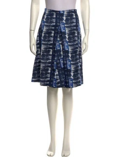 Pre-owned Oscar De La Renta Silk Knee-length Skirt In Blue