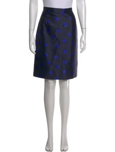 Pre-owned Oscar De La Renta Silk Knee-length Skirt In Blue