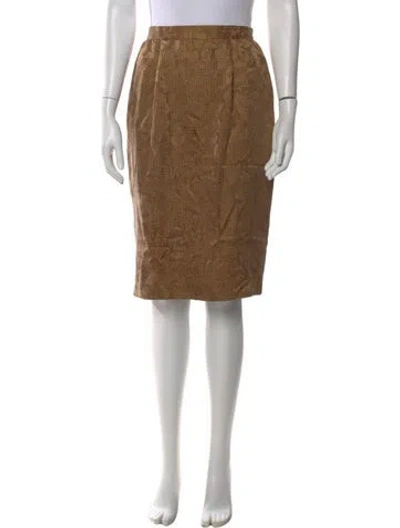 Pre-owned Oscar De La Renta Silk Knee-length Skirt In Brown