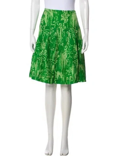 Pre-owned Oscar De La Renta Silk Knee-length Skirt In Green
