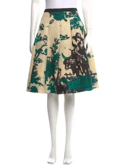 Pre-owned Oscar De La Renta Silk Knee-length Skirt In Multi
