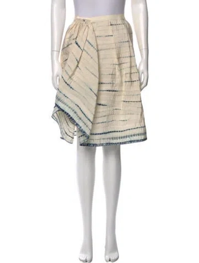 Pre-owned Oscar De La Renta Silk Knee-length Skirt W/ Tags In Neutral
