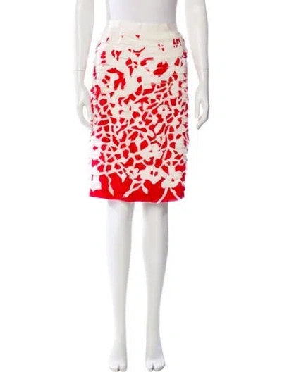 Pre-owned Oscar De La Renta Silk Knee-length Skirt In White