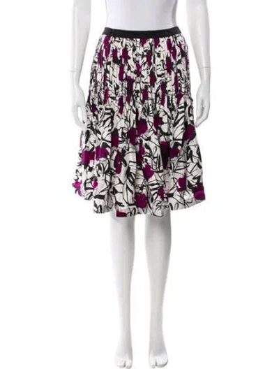 Pre-owned Oscar De La Renta Silk Knee-length Skirt In White