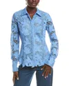 Oscar De La Renta Silk-lined Blouse In Blue